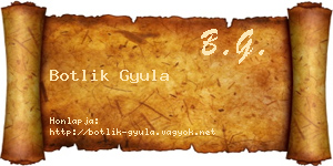 Botlik Gyula névjegykártya